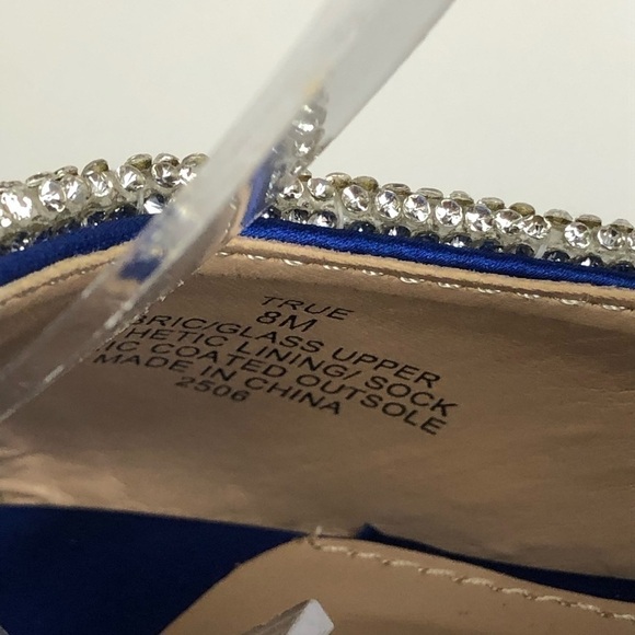 Madden Girl True Rhinestone Bow Evening Dress Blue Satin Sandals Heels Sz 8 - Picture 7 of 8